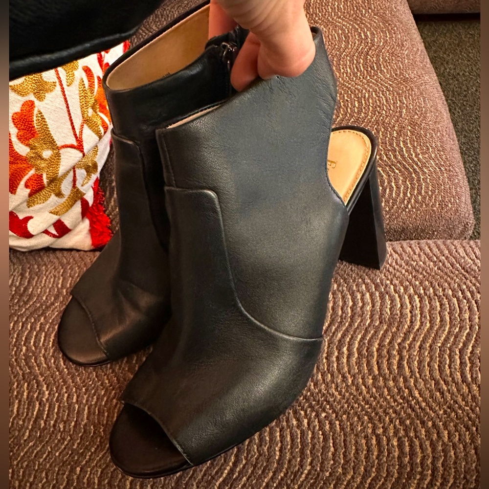 Essex Lane Women’s Open Toe Leather Booties - Block heel